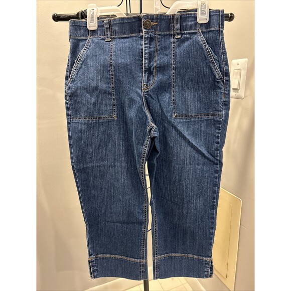 Gloria Vanderbilt Dark Blue Capris Pockets Peddle Pusher Style Woman's Size 8 - Picture 1 of 6